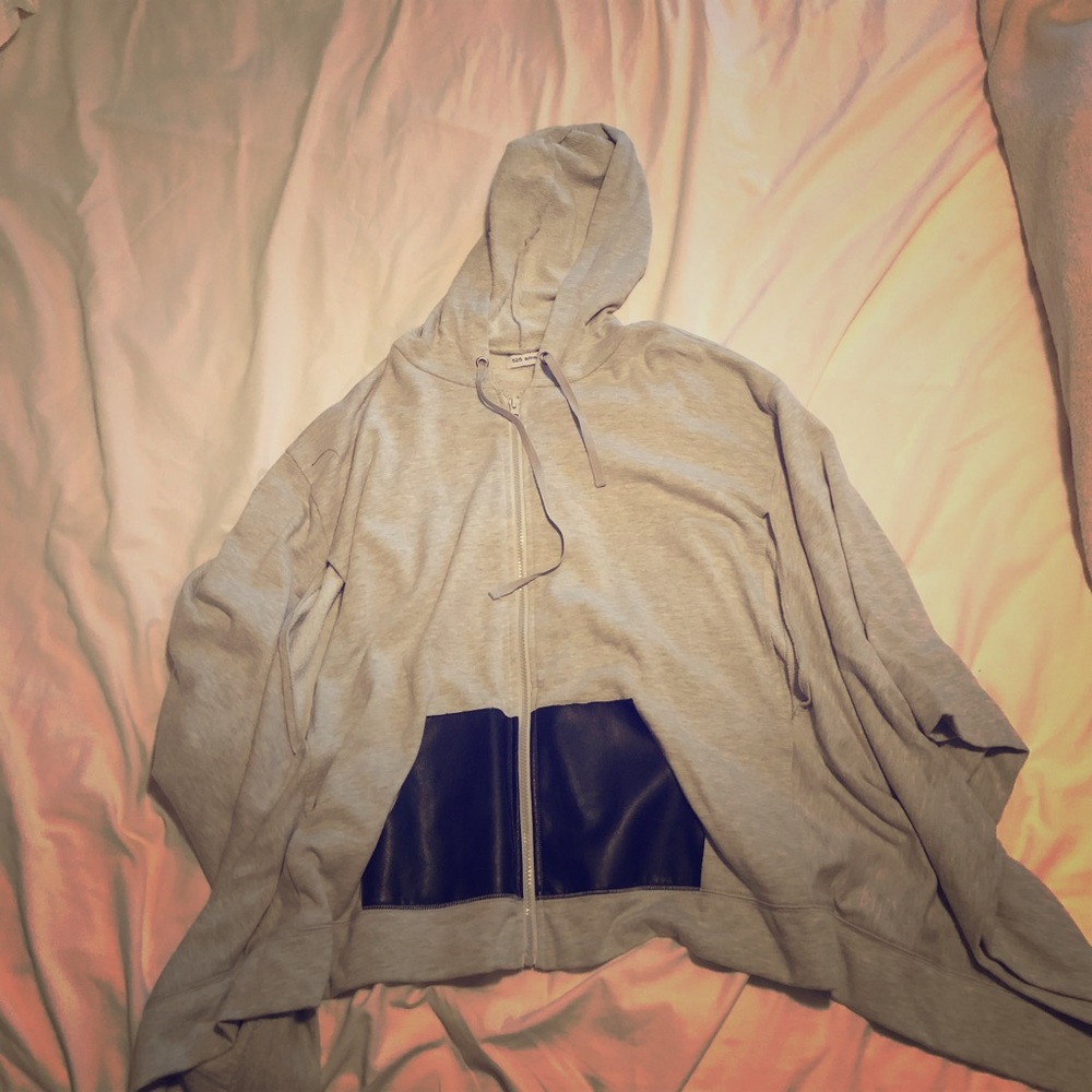 NEVER WORN sweater poncho with leather detailing